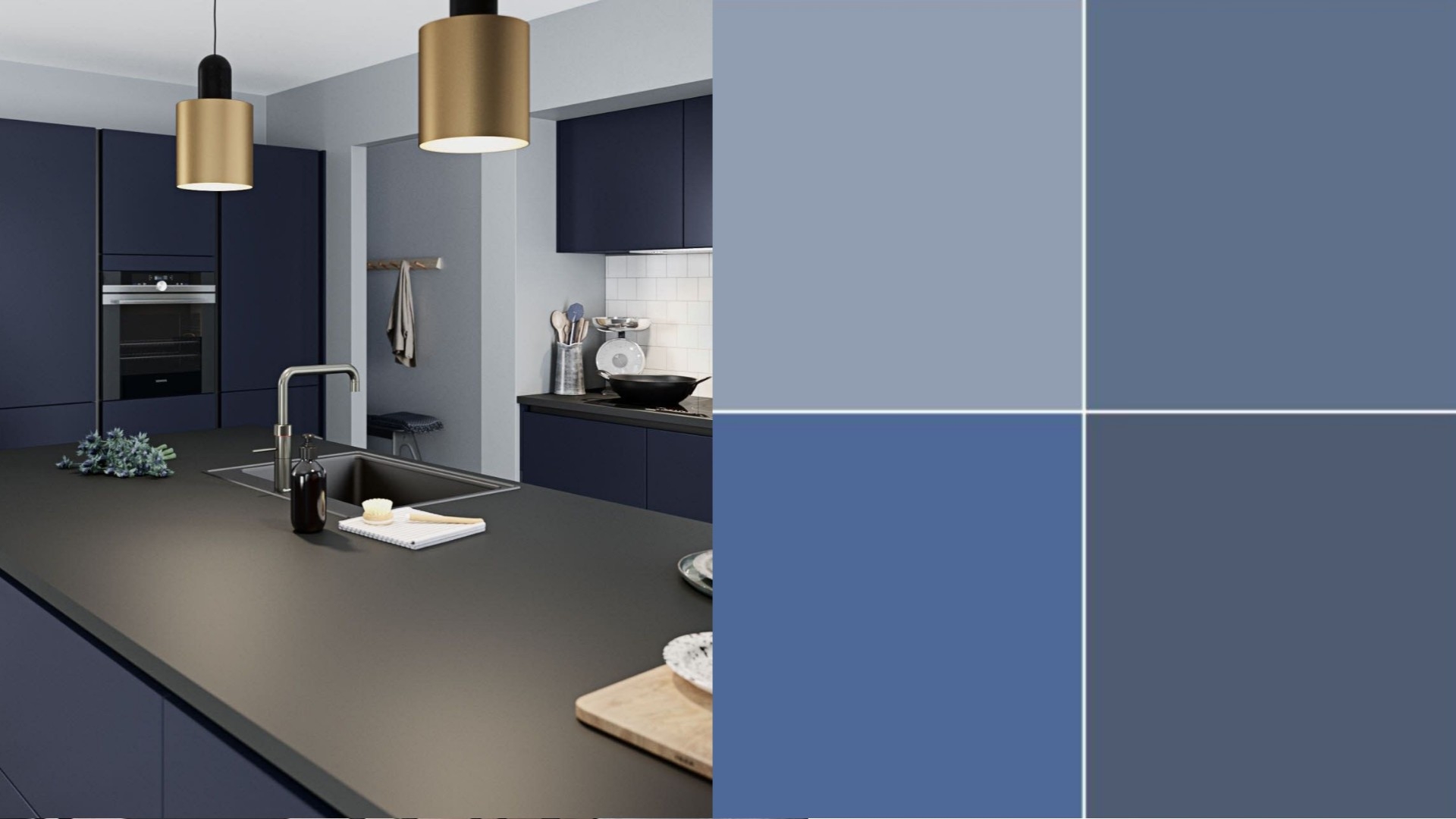 Сине-серая кухня