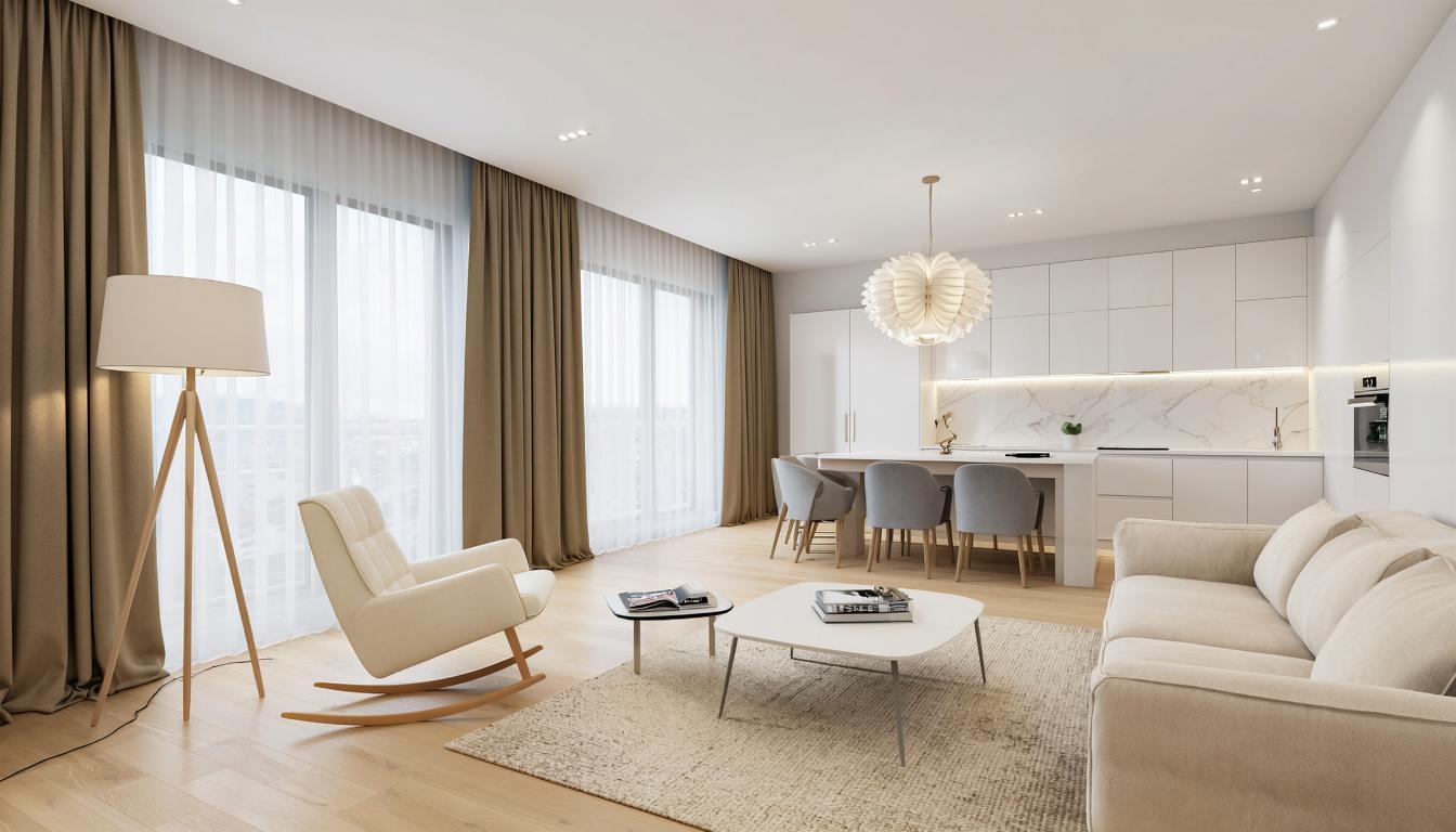 Светлая гостиная: Пространство, Воздух и Безмятежность