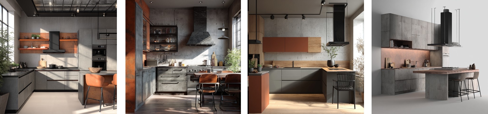 Кухни Антарес: Дымчато-серый + Ржавый акцент: Индустриальный шарм