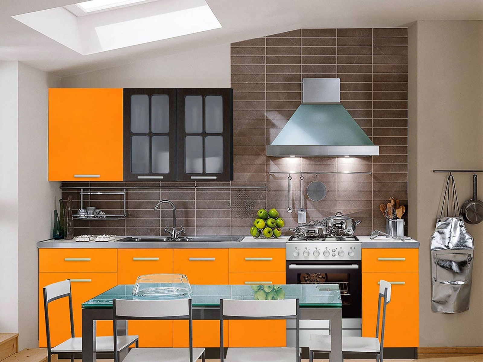 Купить кухню дизайн. Кухня олива оранж. Оранжевая кухня.