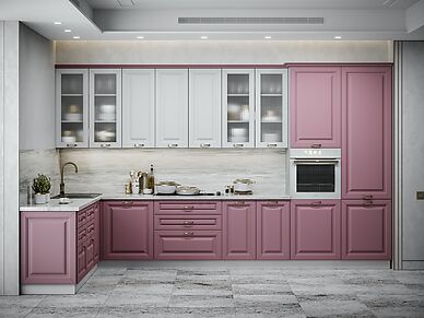 Кухня Рокко длина 4 м розового цвета