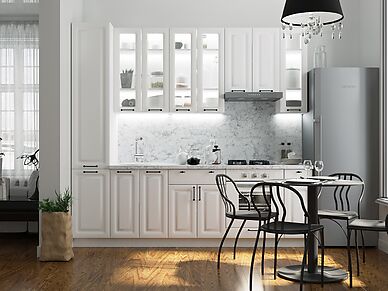 Белый кухонный гарнитур Нувель длина 2,5 м в стиле Прованс