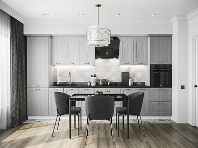 Серый кухонный гарнитур Базис Nicole-Wood длина 3,9 м