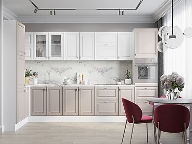 Белый кухонный гарнитур Ева длина 3,8 м в стиле Прованс