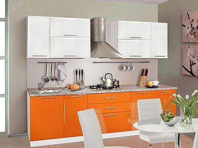 Оранжево-белая кухня Базис длина 2,8 м