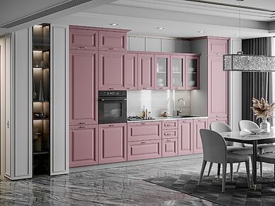 Кухня Рокко длина 3,7 м розового цвета