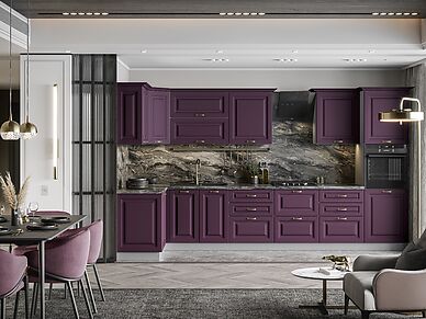Фиолетовый кухонный гарнитур Рокко длина 3,8 м