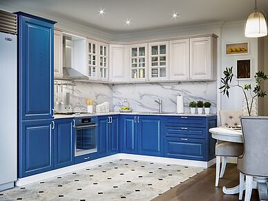 Кухня Квадро длина 2,4 м голубого цвета