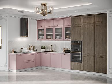 Кухня Мона длина 4,2 м розового цвета