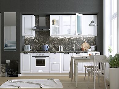 Белый кухонный гарнитур Нувель длина 2,7 м в стиле Прованс