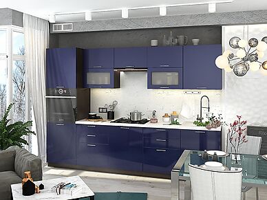 Кухня Валерия-М длина 3 м голубого цвета